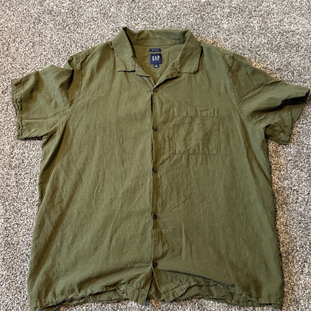 GAP Men's Olive Green Linen Shirt